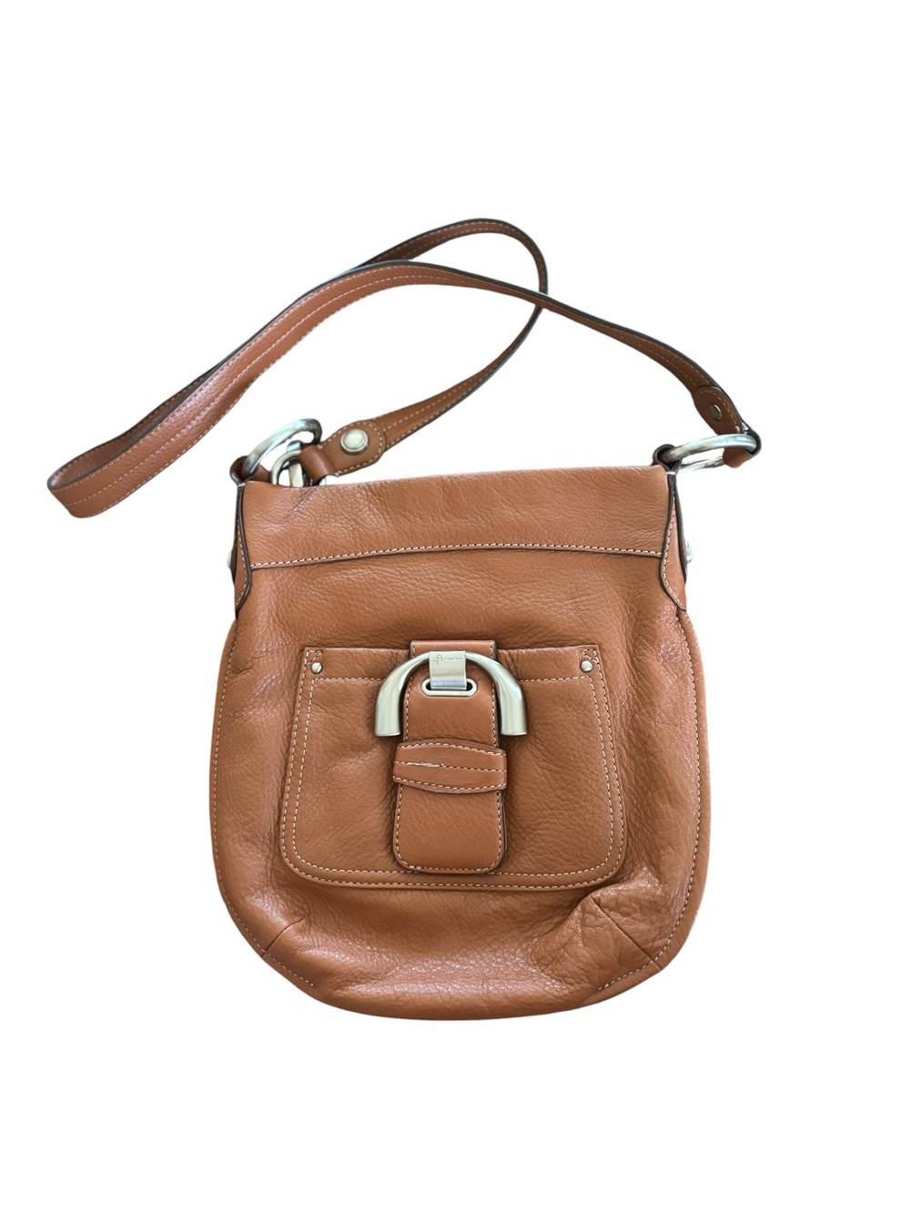 B. Makowsky Westbourne Convertible Crossbody Bag Pebbled Leather Silver Hardware